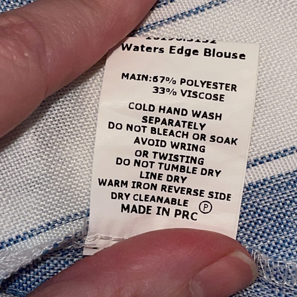 WISH Blue Striped Tie Waist Blouse Sz. MD - Picture 9 of 10